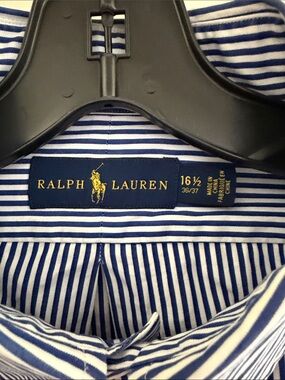 Ralph Lauren Men’s Navy & White Stripe Dress Shirt